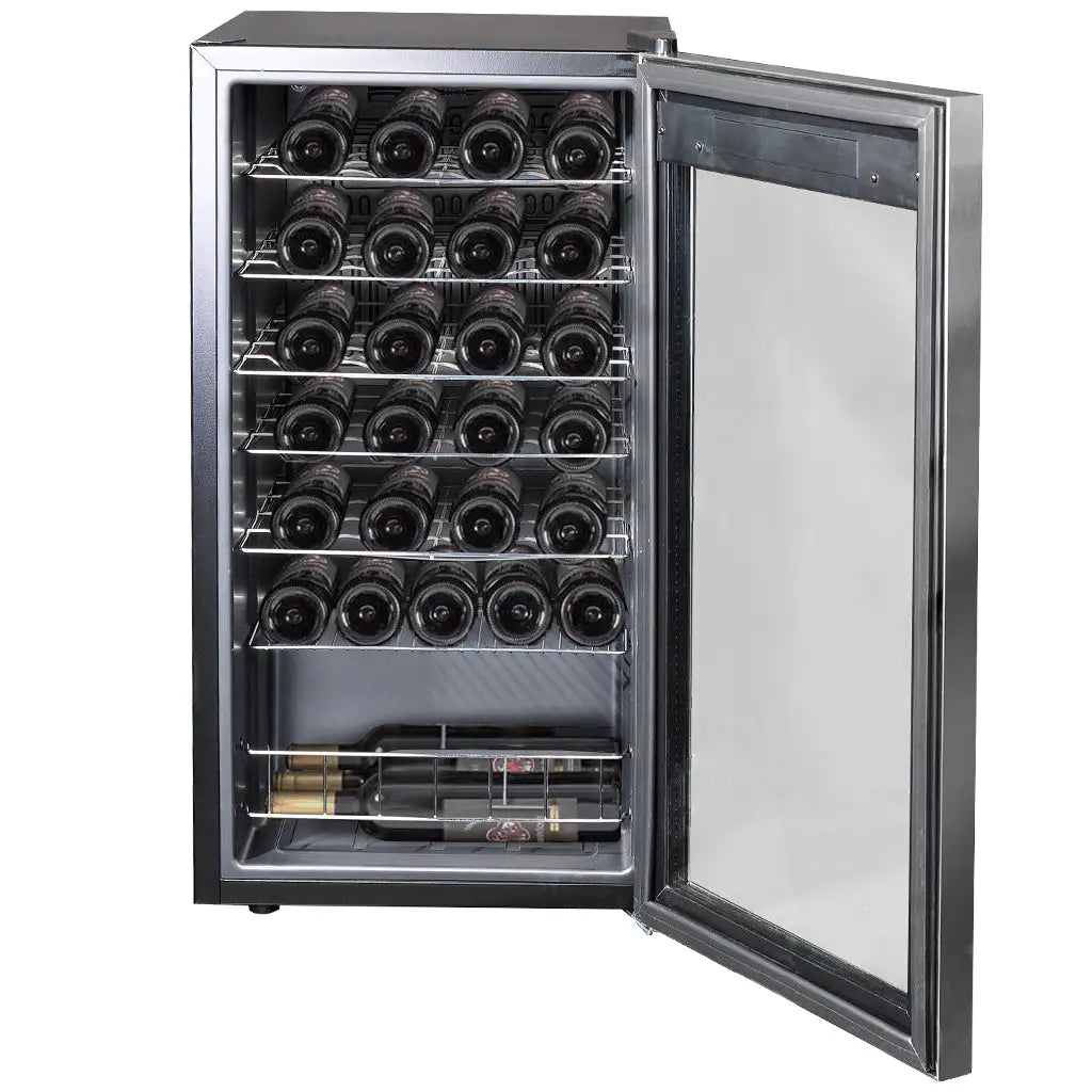 SMAD 33 Bottle Wine Cooler - 95L Spacious Drinks Fridge for Home and Business - 5-18°C, Even Temp and Humidity, Whisper-Quiet, LED Light, Glass Door