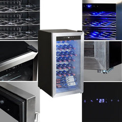 SMAD 33 Bottle Wine Cooler - 95L Spacious Drinks Fridge for Home and Business - 5-18°C, Even Temp and Humidity, Whisper-Quiet, LED Light, Glass Door