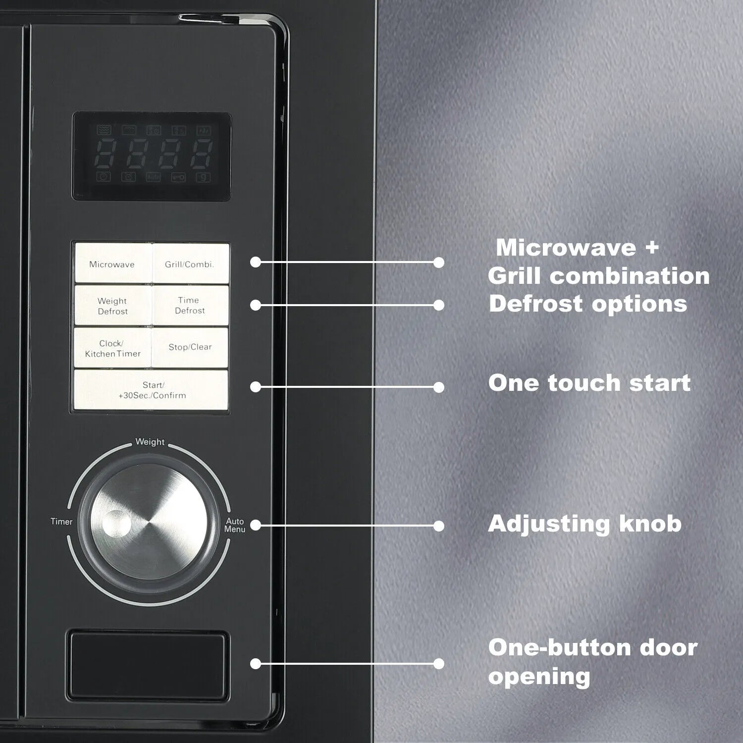 SMAD Built-In Microwave Oven With Grill 25L 900W - Stainless Steel Finish