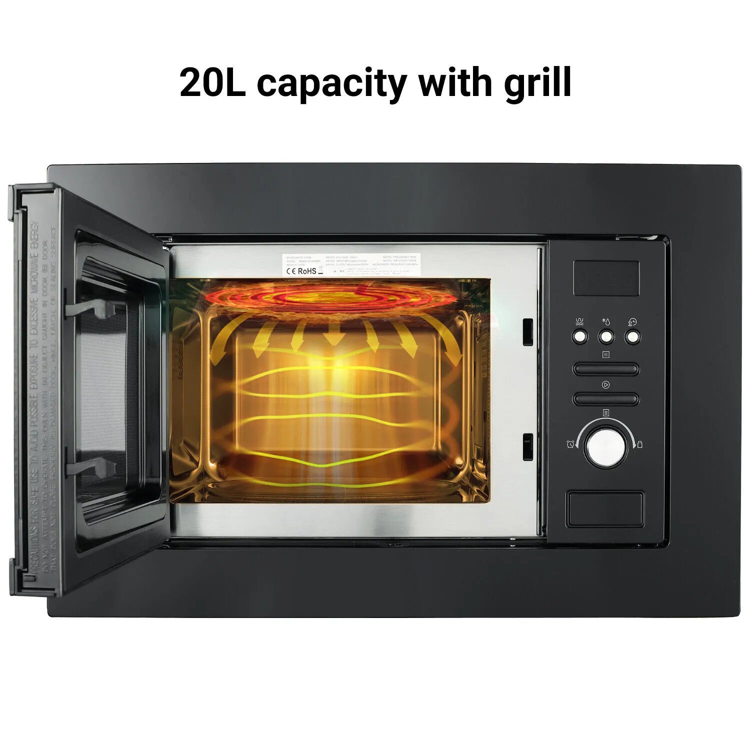 SMAD Built-in Microwave Oven with Grill 20L 800W - Stainless Steel Finish